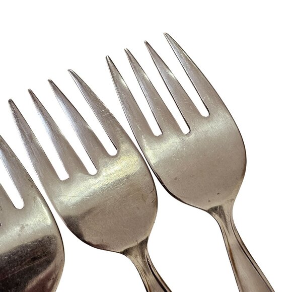 4 Elden Vintage Flower Salad Fork Stainless 6" Rose Midcentury Colonial EDL5 - Picture 8 of 8